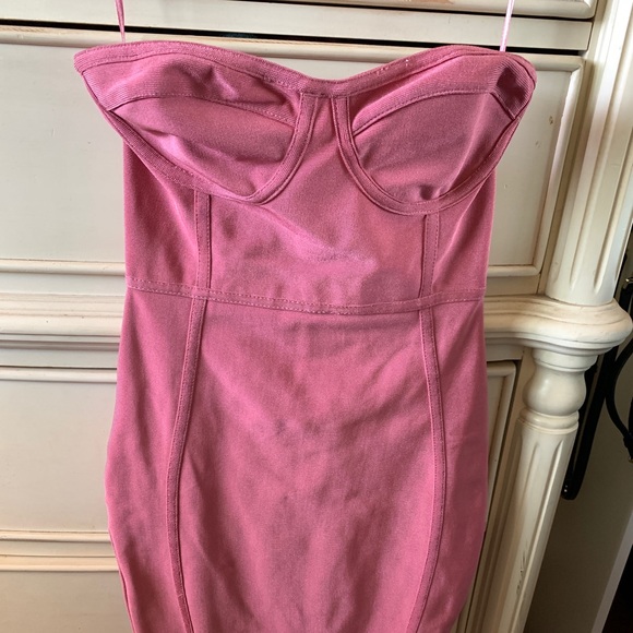 rose frill hem bandage midi dress